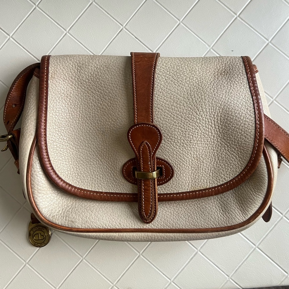 Vintage 90s Dooney & Bourke Cream and Brown Crossbody